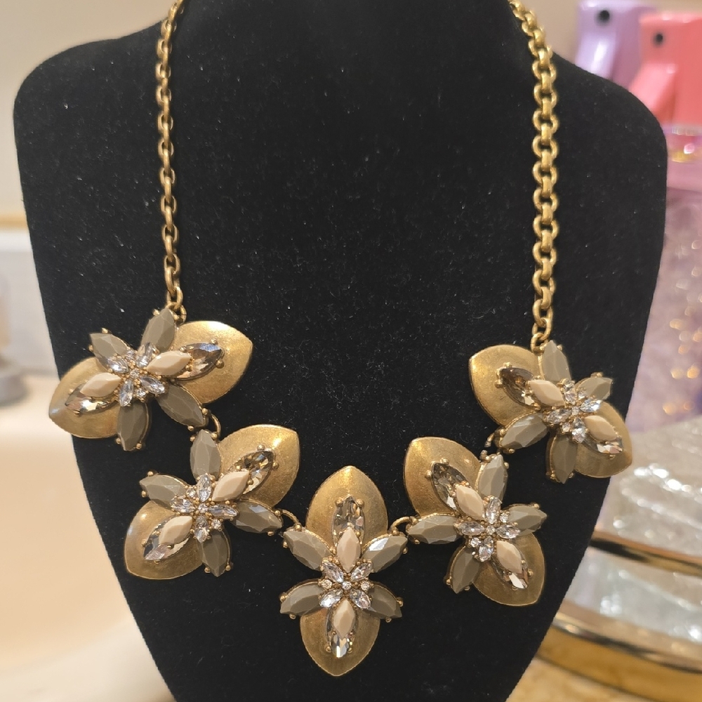 Jcrew Gold Floral Statement Necklace
